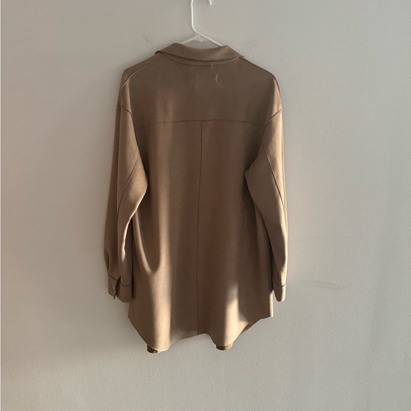 Zara Tan Beige Faux Suede Shacket Oversized Jacket - NWT - Size XS - Picture 3 of 4